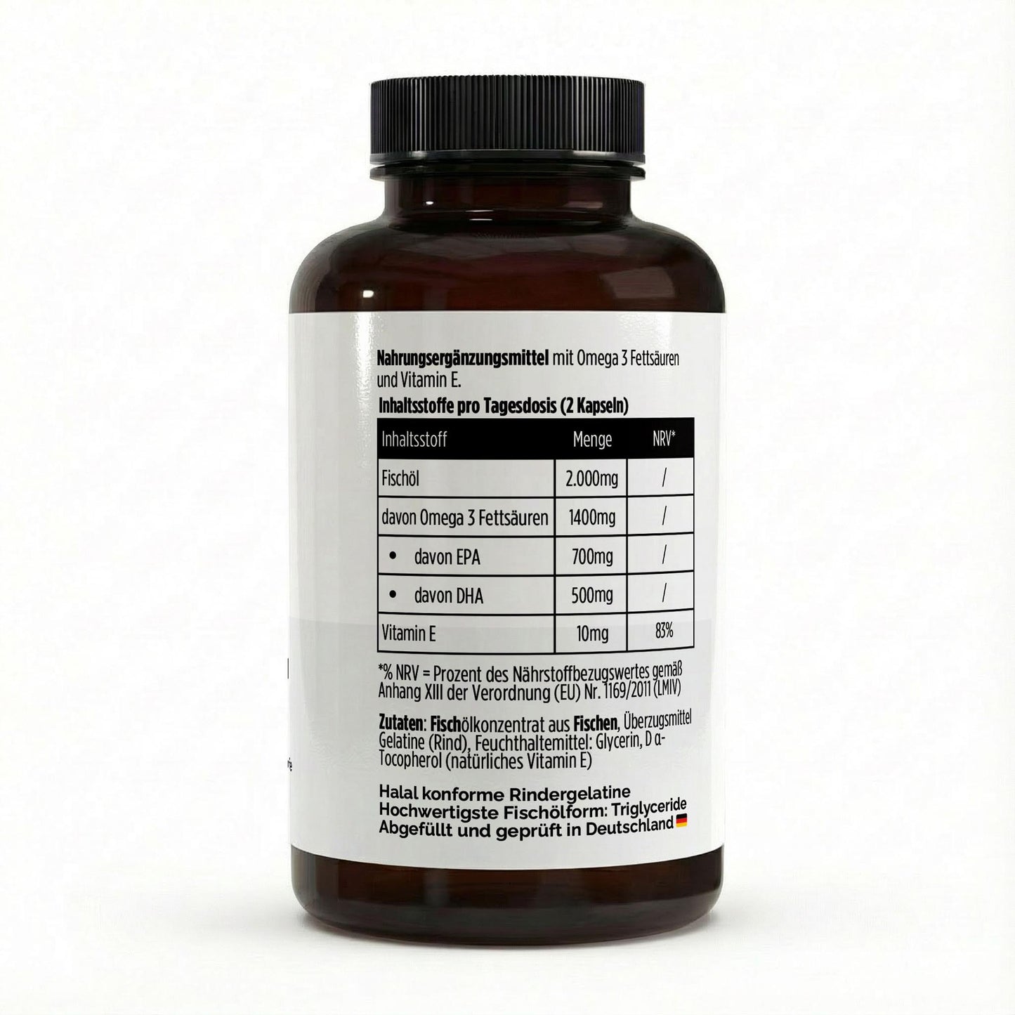 Omega 3 MAX – Fischöl Kapseln mit EPA, DHA & Vitamin E -120 Softgels