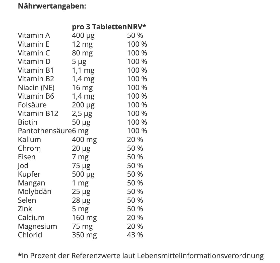 A-Z - Vitamine & Mineralien - Powerstar Food - 180 Vitalstoff Tabletten
