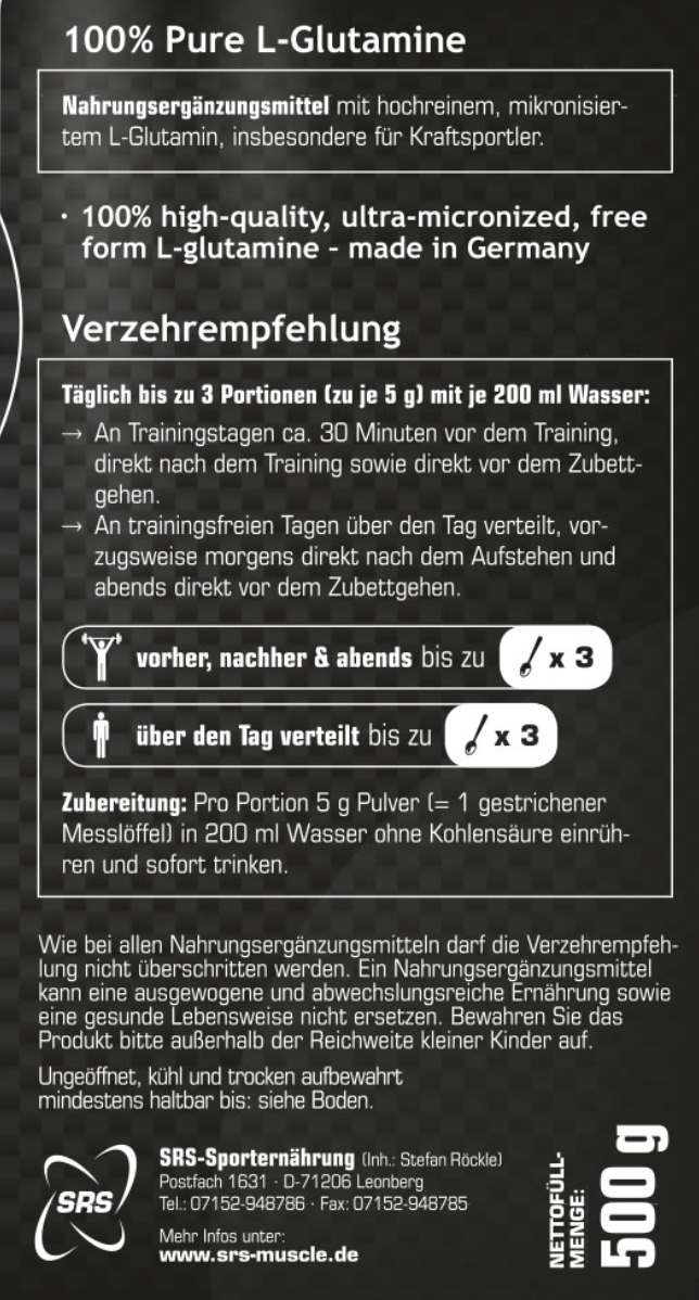 GLUTAMIN - SRS Nutrition 500g