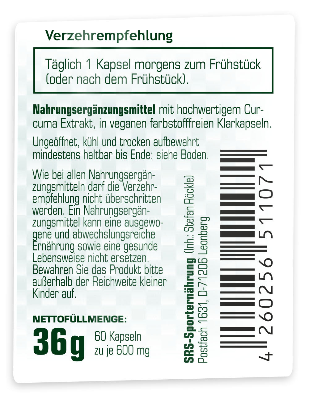 Curcuma 95 - SRS Nutrition - 60 Kapseln