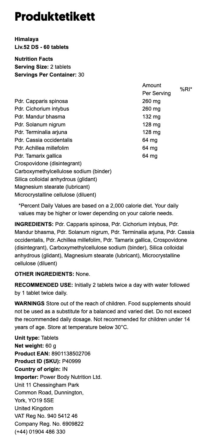 Liv. 52 DS Himalaya - 60 Tabletten