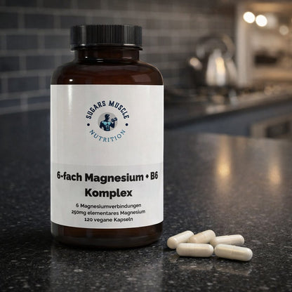 Magnesium 6-fach Komplex + B6 , Muskeln & Nerven - 120 vegane Kapseln