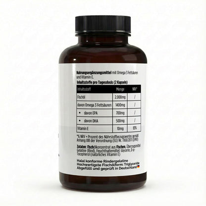 Omega 3 MAX – Fischöl Kapseln mit EPA, DHA & Vitamin E -120 Softgels