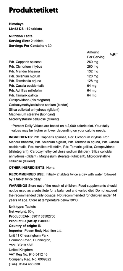 Liv. 52 DS Himalaya - 60 Tabletten